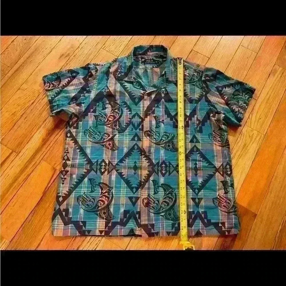 Polo Ralph Lauren Aztec/Hawaiian Plaid Shirt Short Sleeve Button Up Mens Size XL - Picture 13 of 15